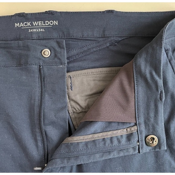 MACK WELDON Maverick Tech Chino Pants Mens 34‎ x 34 Navy Blue Stretch Golf - Picture 3 of 9